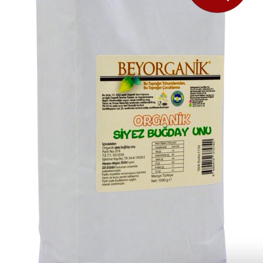 Katkısız, koruyucu içermeyen ve sağlıklı tarifler için ideal organik siyez unu