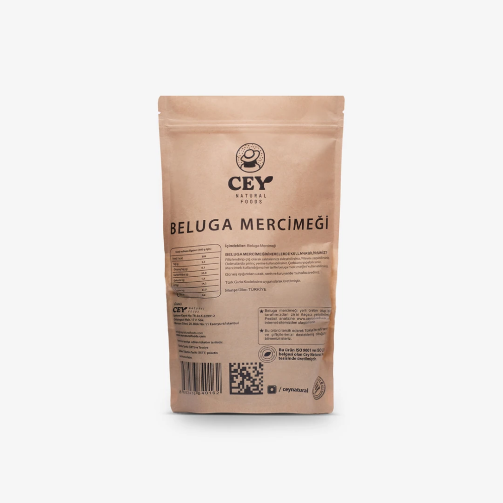 Beluga Mercimeği 500gr – Yüksek protein ve lif içeriğiyle sağlıklı beslenme için katkısız doğal mercimek