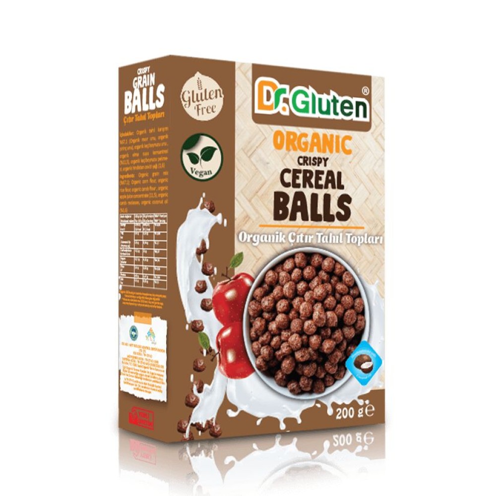 Dr. Gluten Organik Çıtır Tahıl Topları 200gr – Glutensiz, katkısız ve sağlıklı organik atıştırmalık