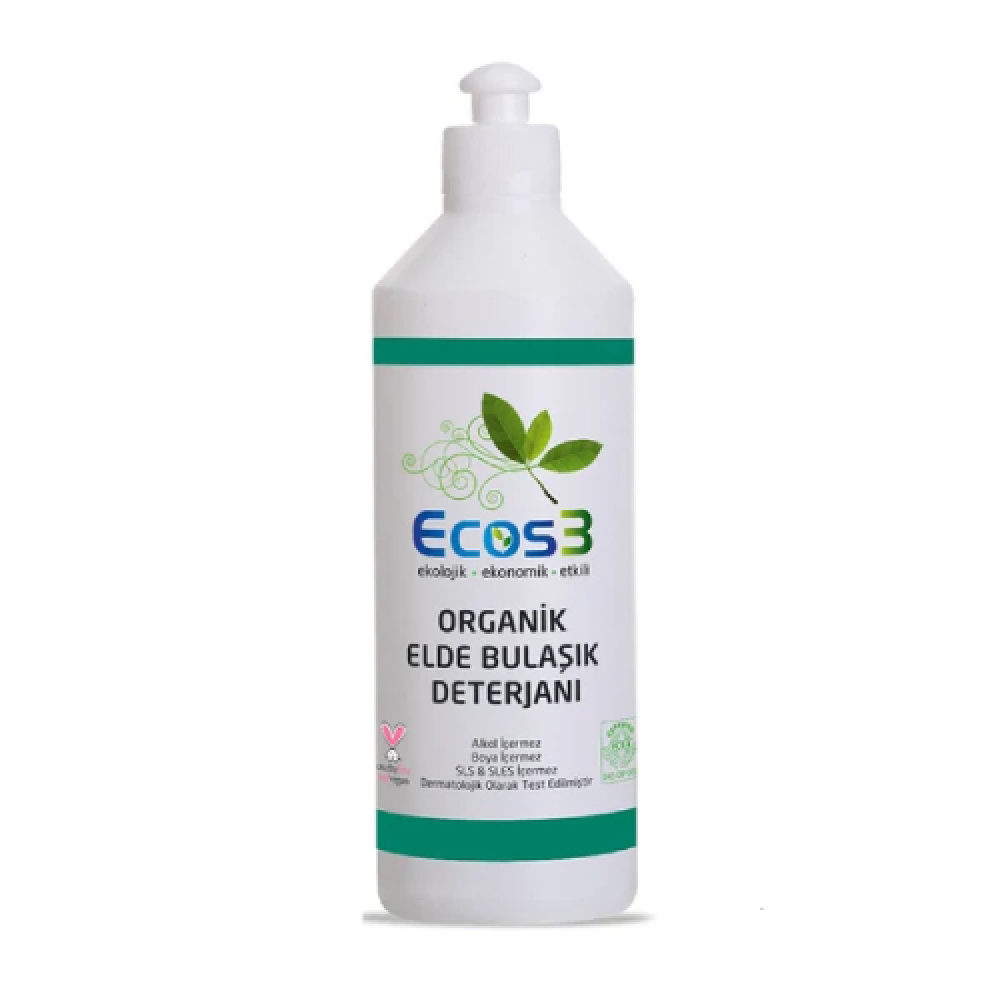 Ecos3 Organik Elde Bulaşık Deterjanı 500ml – Doğal, katkısız ve çevre dostu güçlü temizlik ürünü