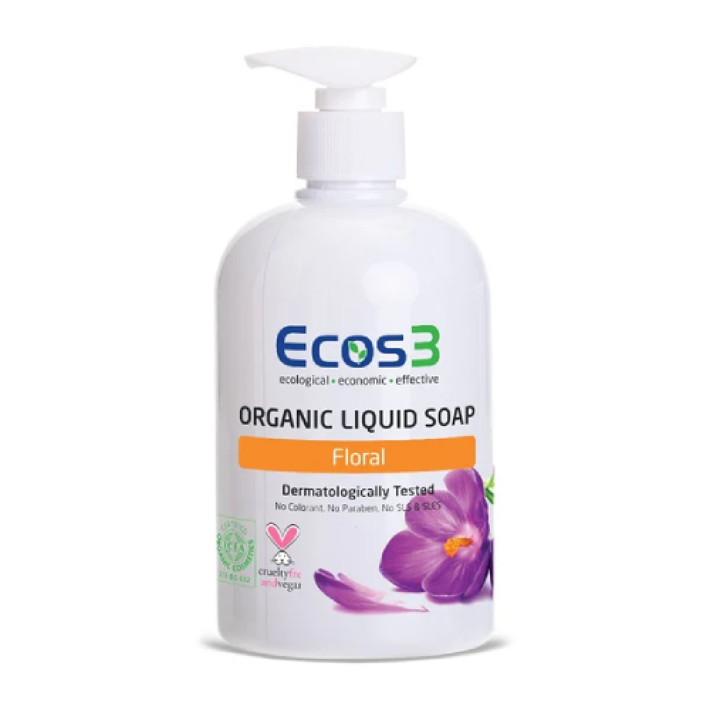 Ecos3 Organik Sıvı Sabun Floral 500ml – Doğal, katkısız ve hassas ciltler için güvenli sıvı sabun