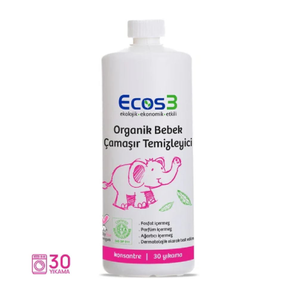 Organik Bebek Çamaşır Temizleyici 1050ml – ICEA sertifikalı, vegan ve hassas ciltler için güvenli ürün