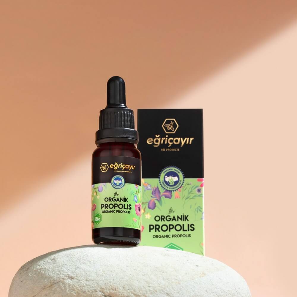 Organik propolis damla 20 ml cam şişe, %30 ham propolis içeren katkısız takviye edici gıda