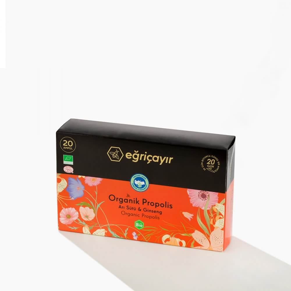 Organik propolis ampul 15 ml tek kullanımlık cam şişe, arı sütü ve ginseng özlü takviye edici gıda