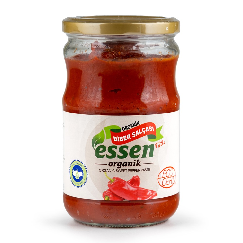 Organik tatlı biber salça 610 gr tuzsuz cam kavanoz, katkısız