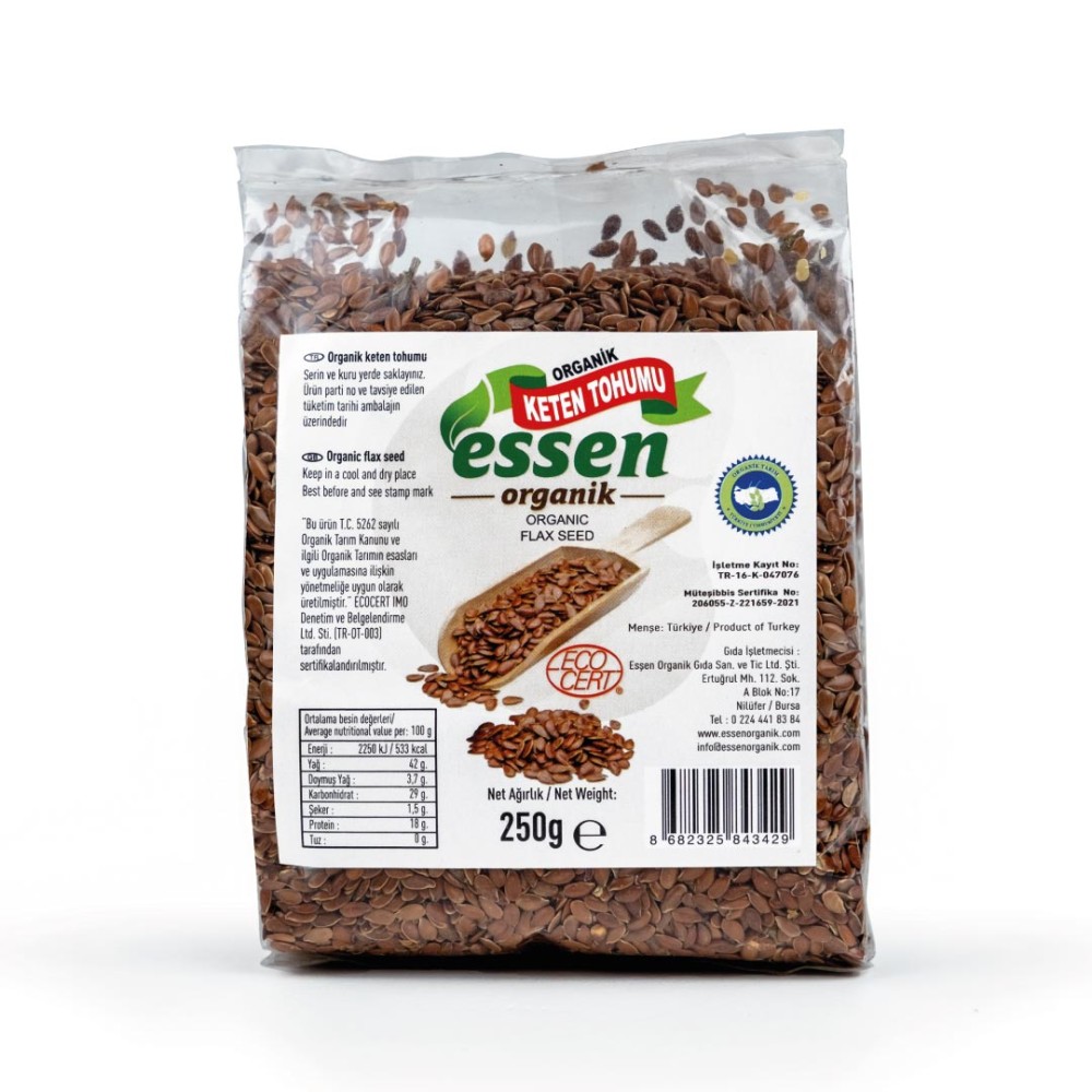 Organik keten tohumu 250 gr paket, ECOCERT sertifikalı katkısız
