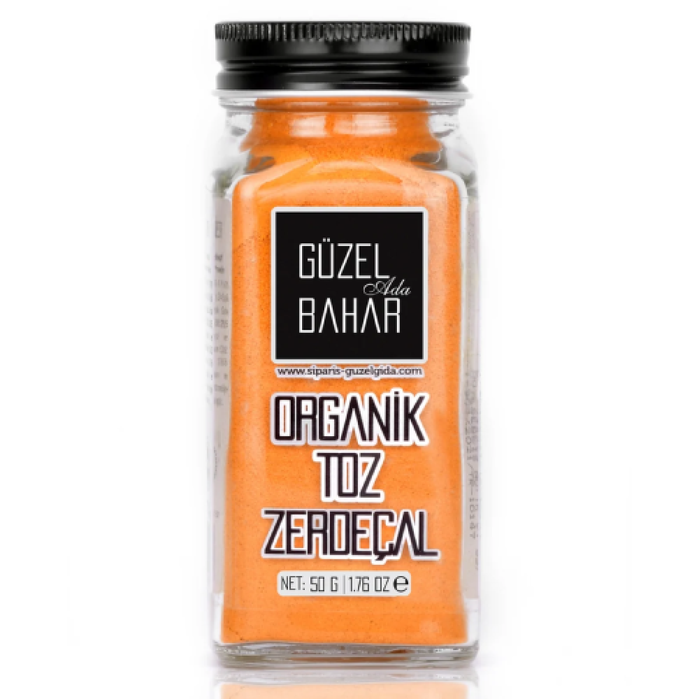 Organik toz zerdeçal 50 gr Hindistan menşeli yüksek kurkuminli cam kavanoz
