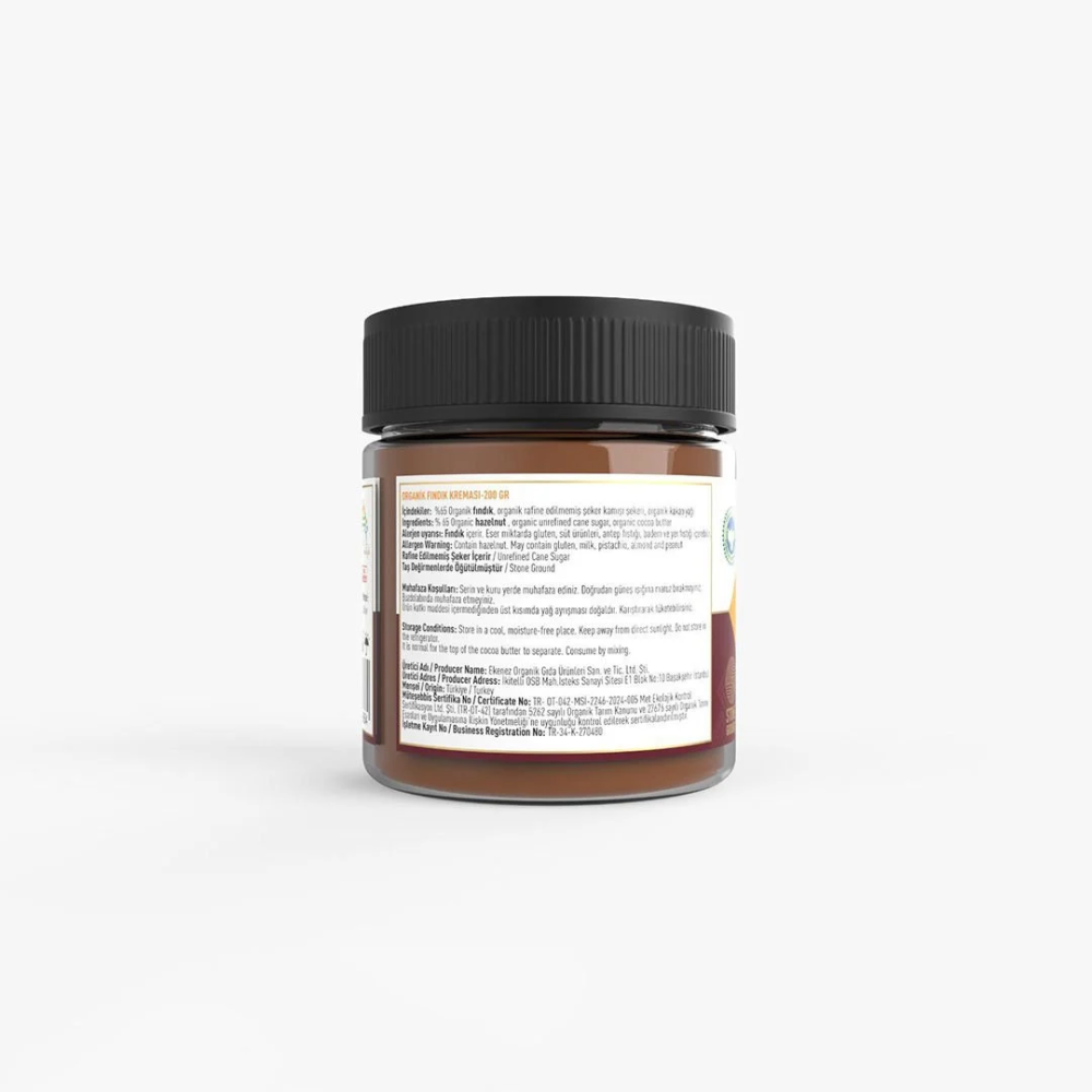 Organik fındık kreması kavanoz, vegan glutensiz sürülebilir fındık ezmesi