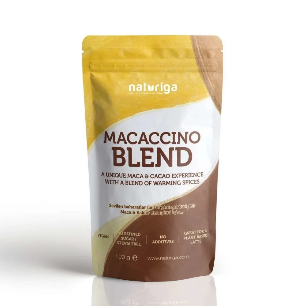 Naturiga macaccino maca kakao karışımı paket, adaptojenik süper gıda içecek tozu