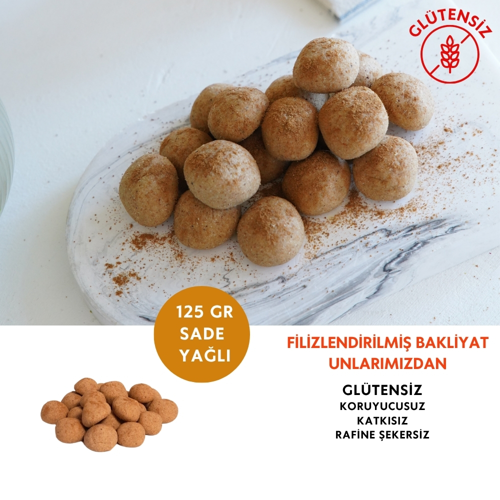 Glutensiz tarçınlı öpücük kurabiyesi 125 gr, katkısız atıştırmalık