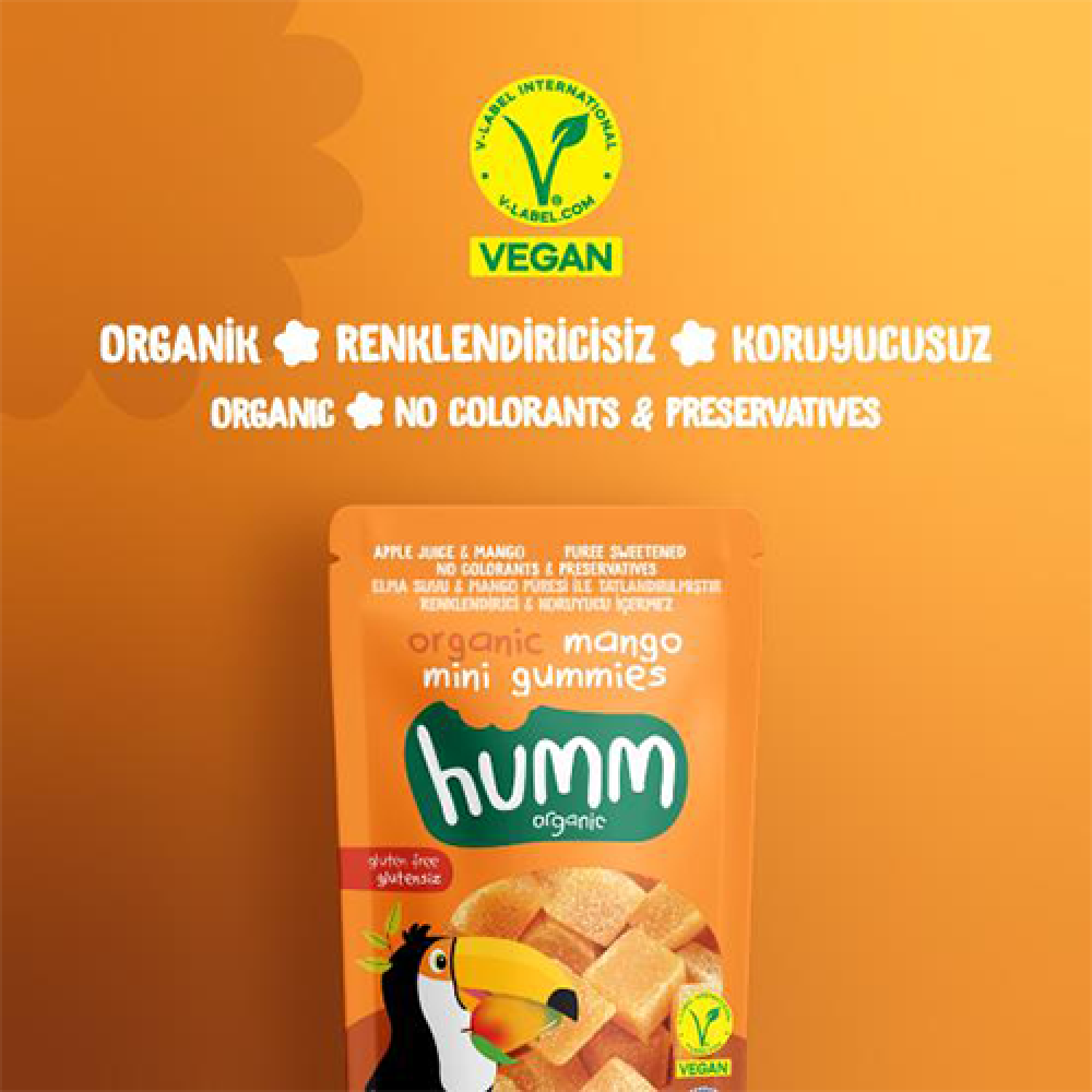 Organik mangolu mini küpler 30 gr paket, glutensiz vegan atıştırmalık