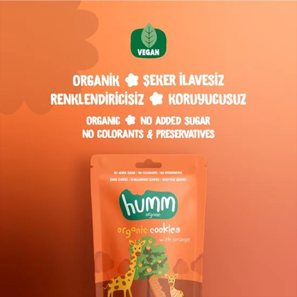 Organik portakallı kurabiye 55 gr paket, vegan glutensiz meyveli kurabiye
