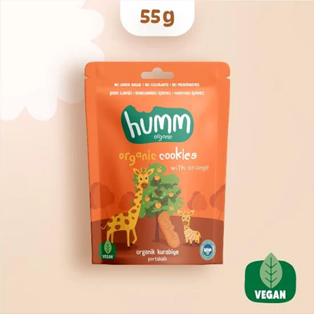 Organik portakallı kurabiye 55 gr paket, vegan glutensiz meyveli kurabiye