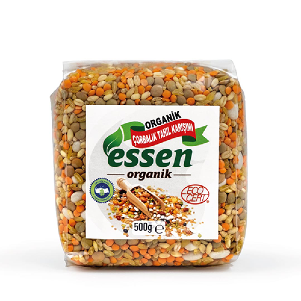 Organik çorbalık tahıl karışımı 500 gr paket, ECOCERT sertifikalı katkısız