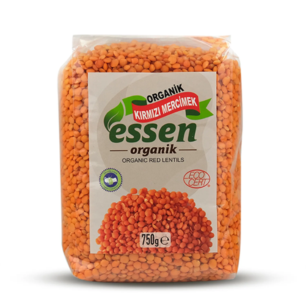 Organik kırmızı mercimek 750 gr paket, katkısız ekonomik boy