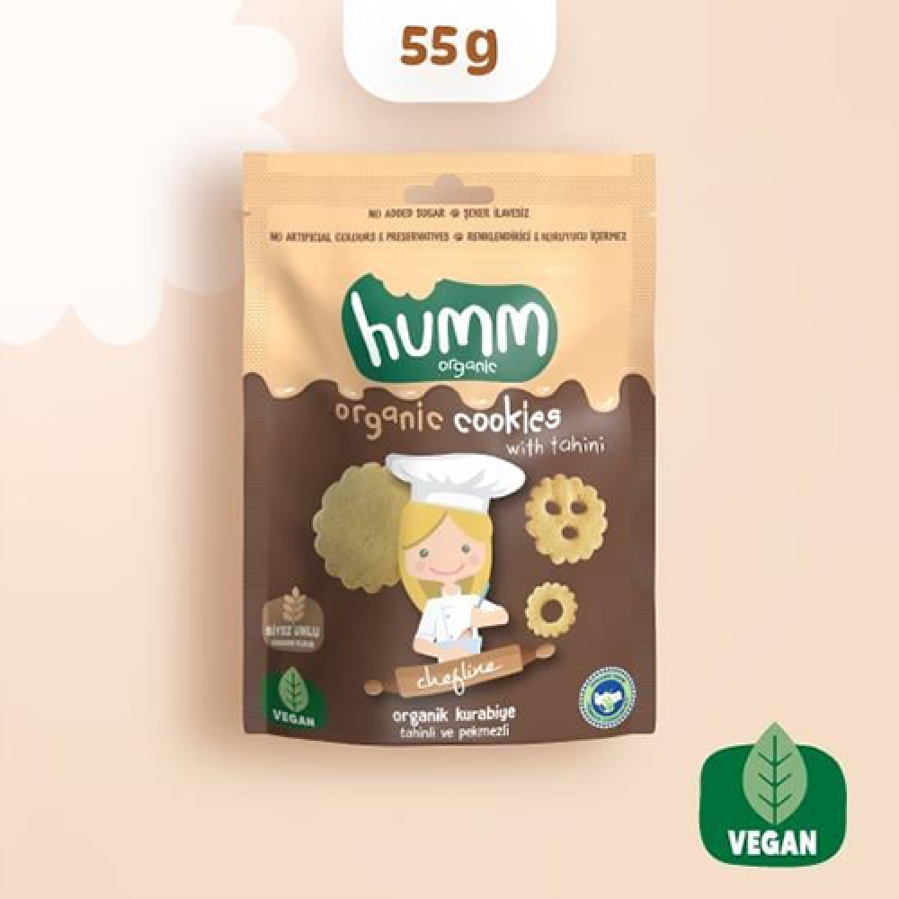 Organik tahinli ve pekmezli kurabiye 55 gr paket, vegan glutensiz sağlıklı atıştırmalık