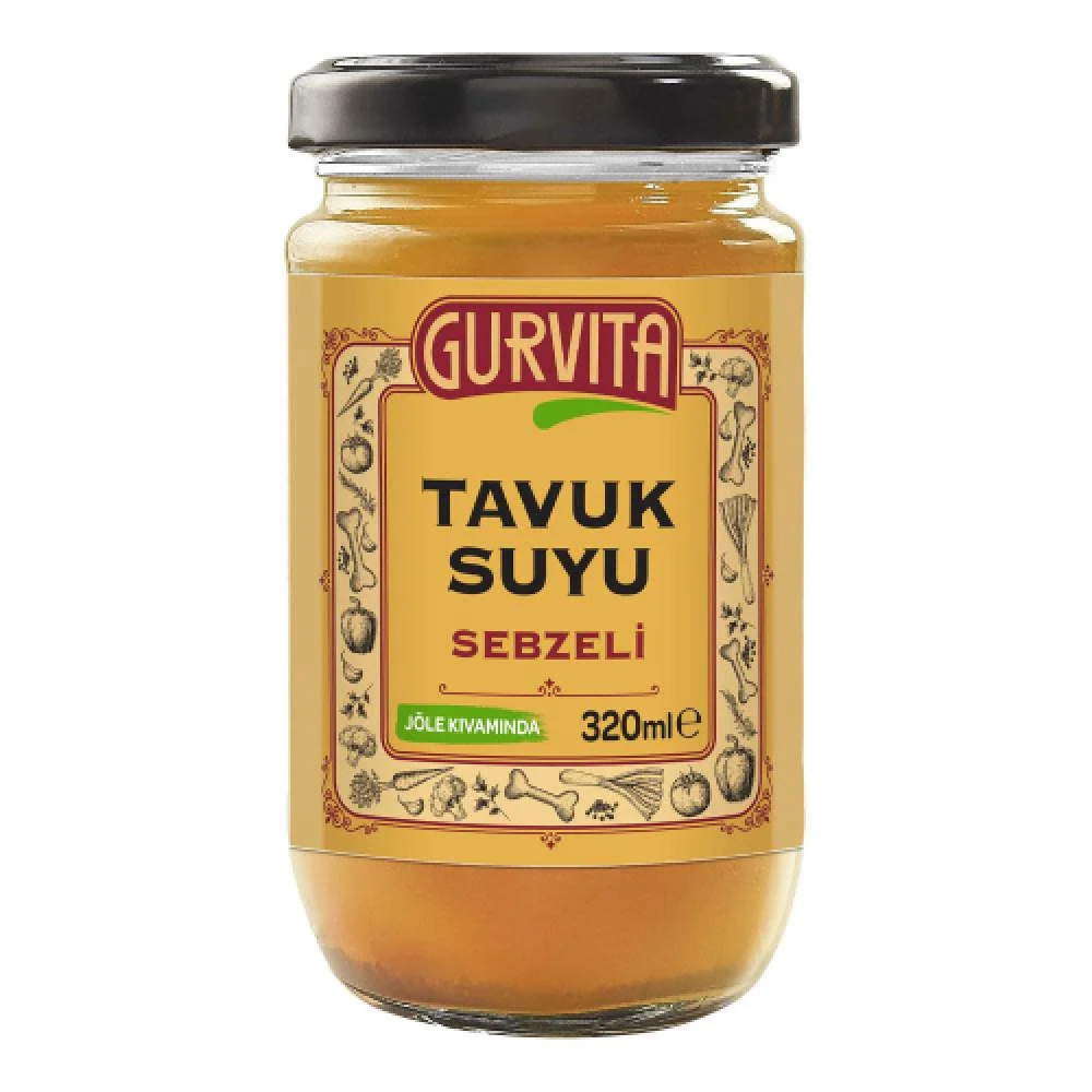 Sebzeli tavuk suyu 320 ml cam şişe, katkısız