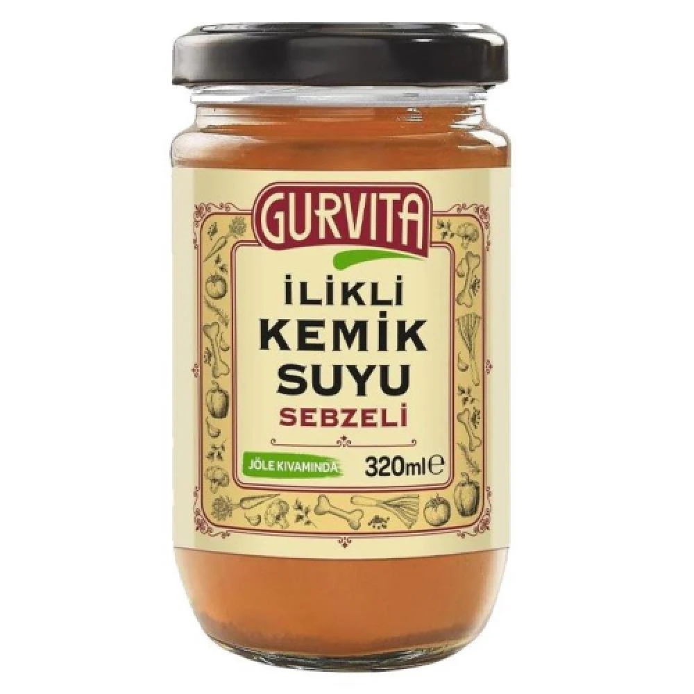 İlikli kemik suyu sebzeli 320 ml cam şişe, katkısız