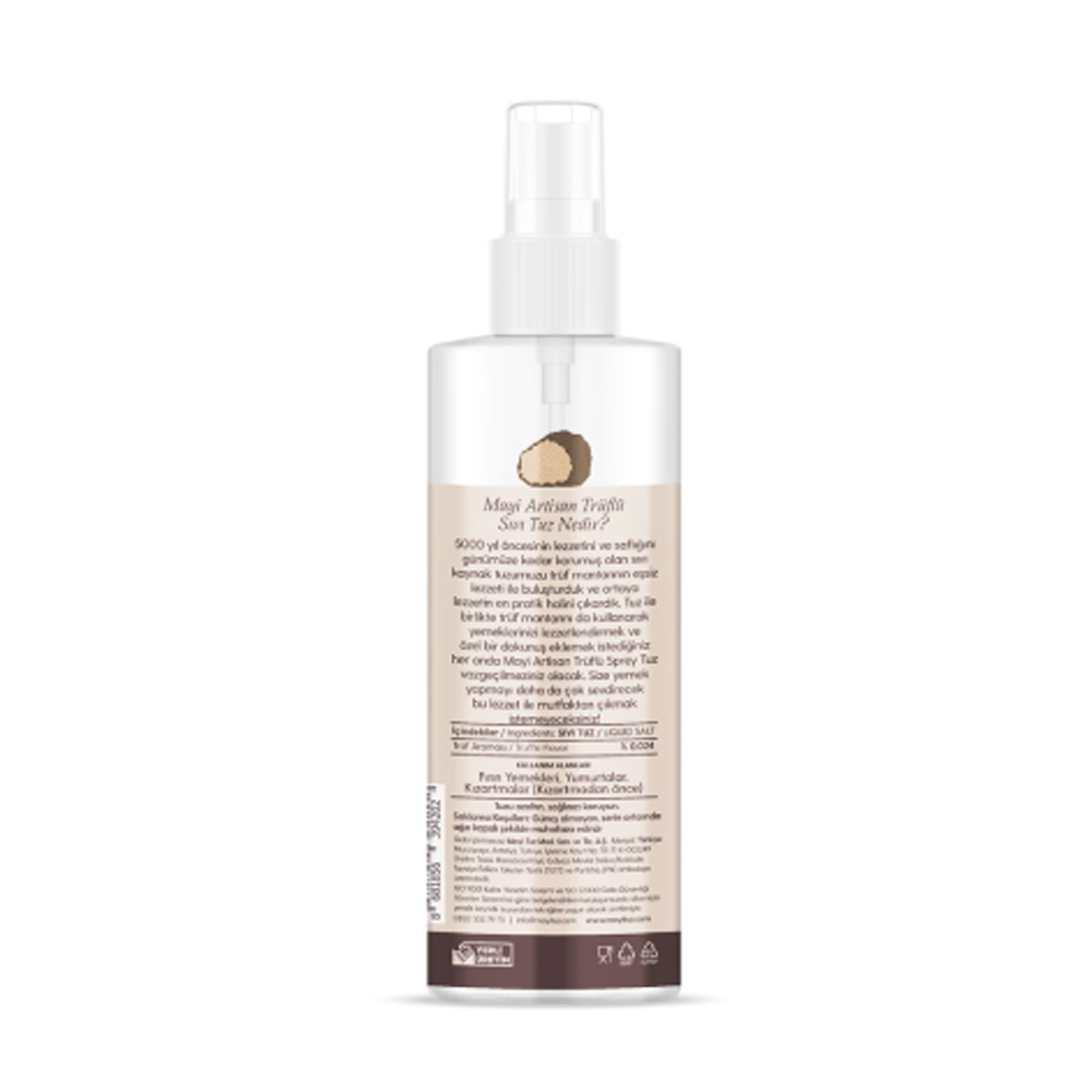 Mayi artisan trüflü sıvı tuz 150 ml sprey şişe, trüf mantarı aromalı doğal kaynak tuzu