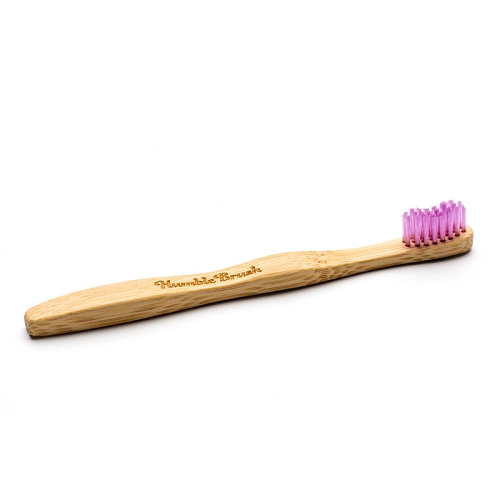 Humble Brush Lila Yumuşak Çocuk Diş Fırçası Doğada Çözünür Bambu Saplı