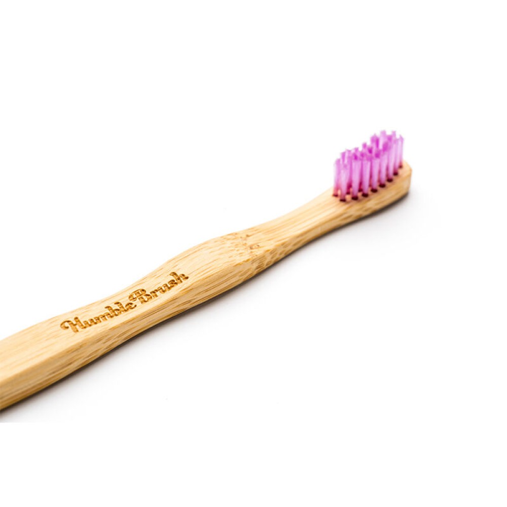 Humble Brush Lila Yumuşak Çocuk Diş Fırçası Doğada Çözünür Bambu Saplı