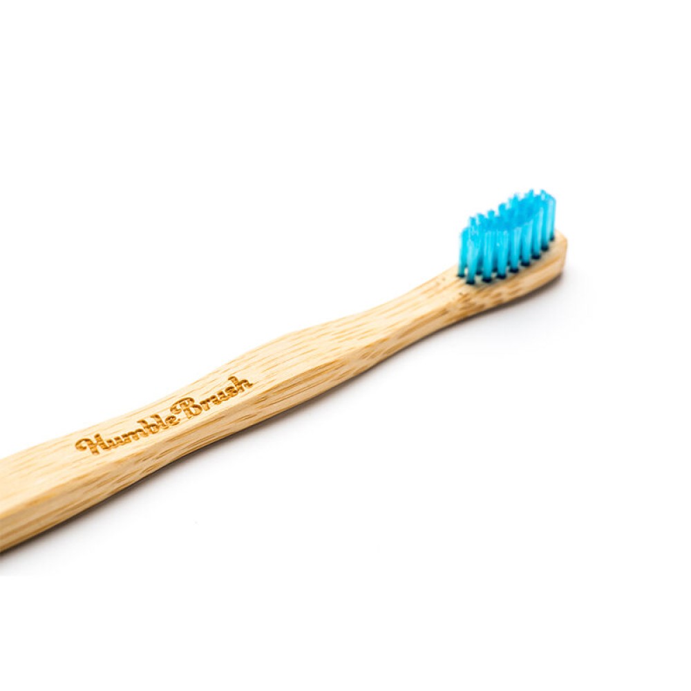 Humble Brush Mavi Yumuşak Çocuk Diş Fırçası Doğada Çözünür Bambu Saplı