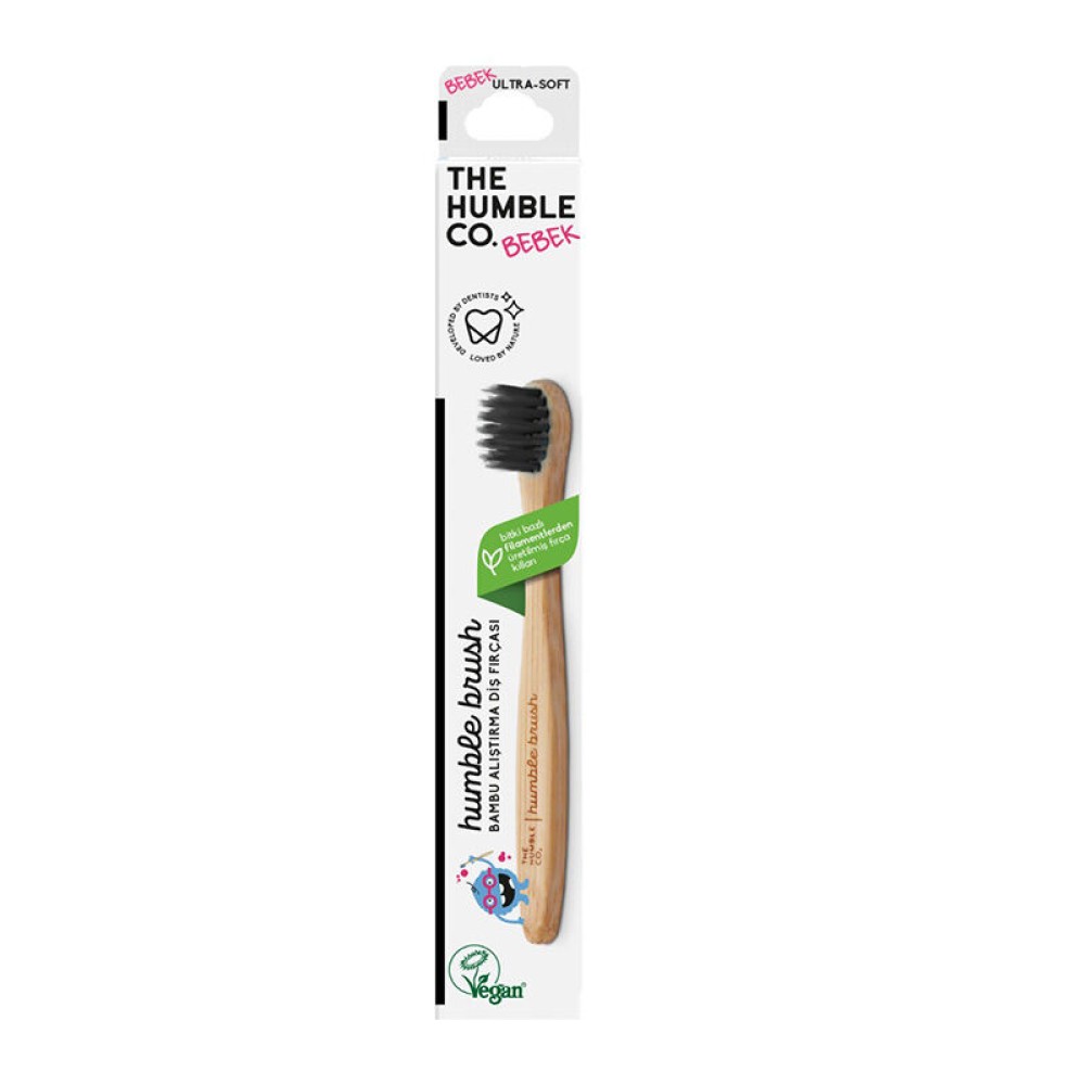 Humble Brush Siyah Baby 2-6 Yaş Bambu Alıştırma Diş Fırçası Moso Bambu Saplı