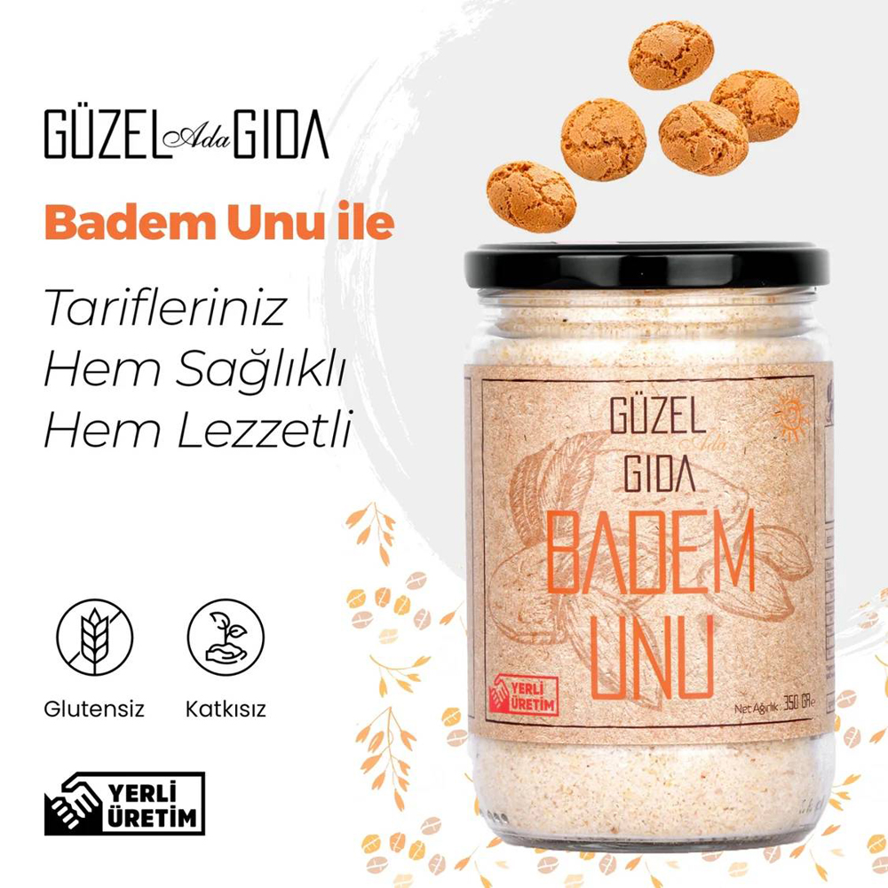 Glutensiz badem unu 350 gr, yerli üretim katkısız