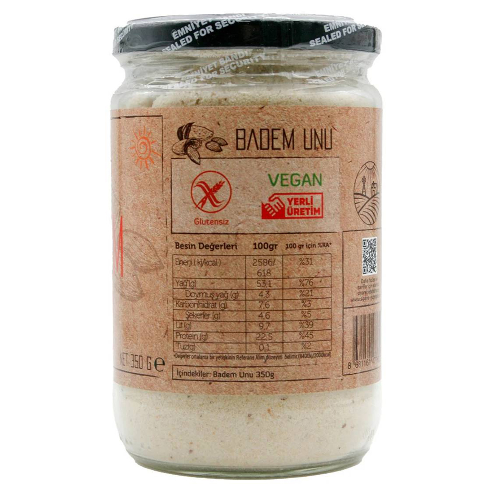 Glutensiz badem unu 350 gr, yerli üretim katkısız