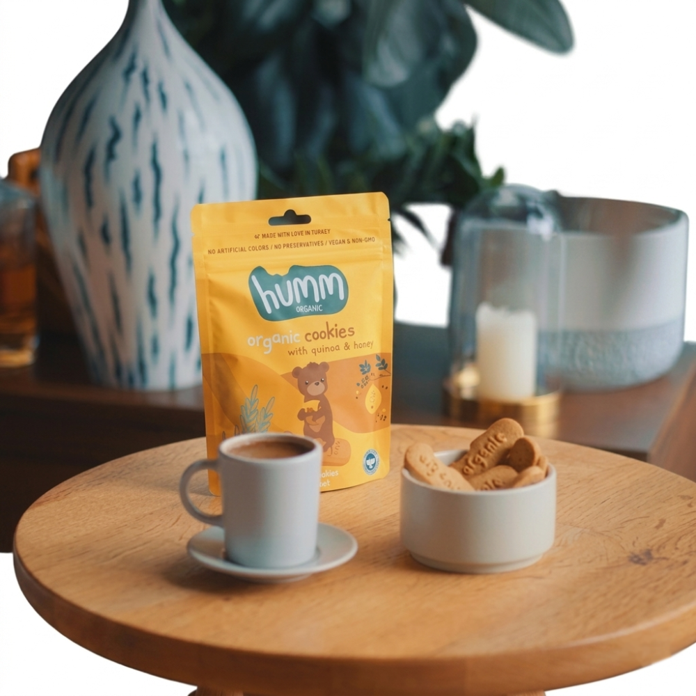 Organik ballı ve kinoali kurabiye 55 gr paket, glutensiz sağlıklı atıştırmalık