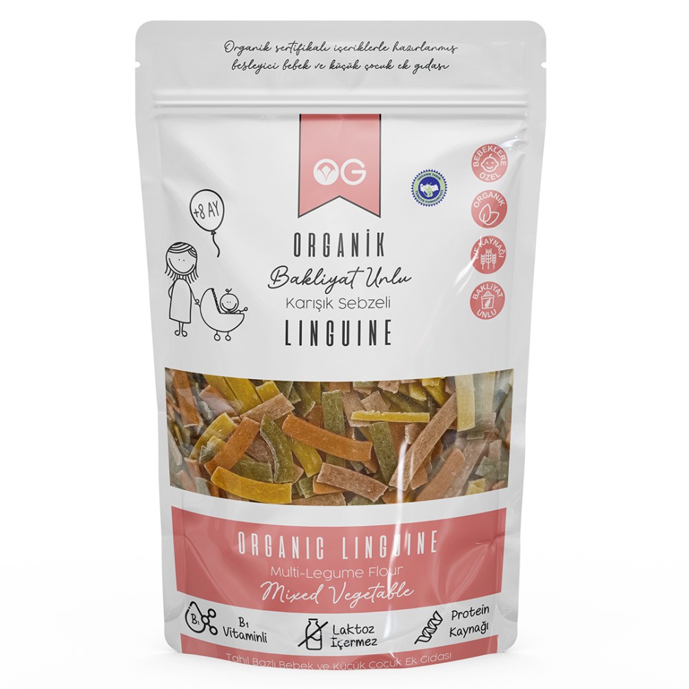 Nisa Organik 200 GR Karışık Sebzeli Bakliyat Unlu Şerit Makarna Linguine