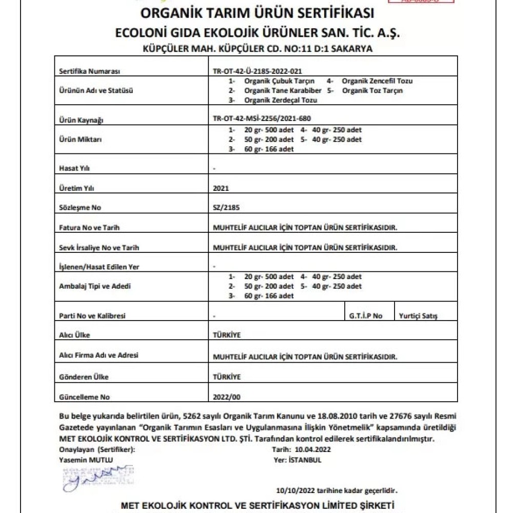Organik Toz Zencefil 40 GR - Nisa Organik (Sri Lanka)