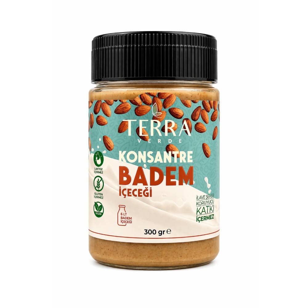 Terra Verde 300 g Toz Badem Konsantresi %100 Soyulmuş Bademden 6 Litre Bitkisel Süt