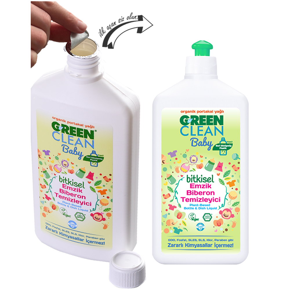 U Green Clean Baby 500 ML Organik Portakal Yağlı Bitkisel Emzik ve Biberon Temizleyici Şişesi