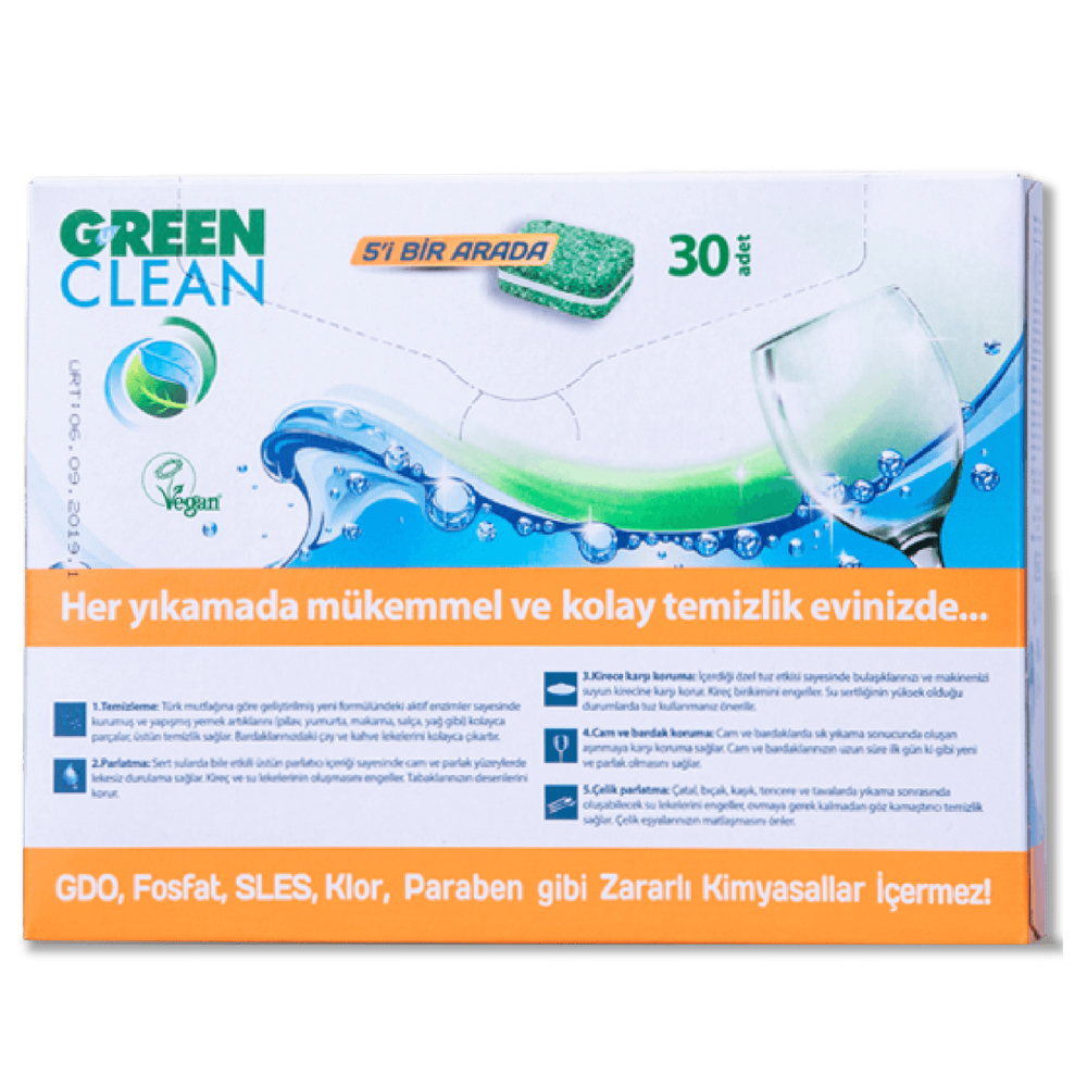 U Green Clean 30'lu Bitkisel Bulaşık Makinesi Tablet Deterjan Paketi