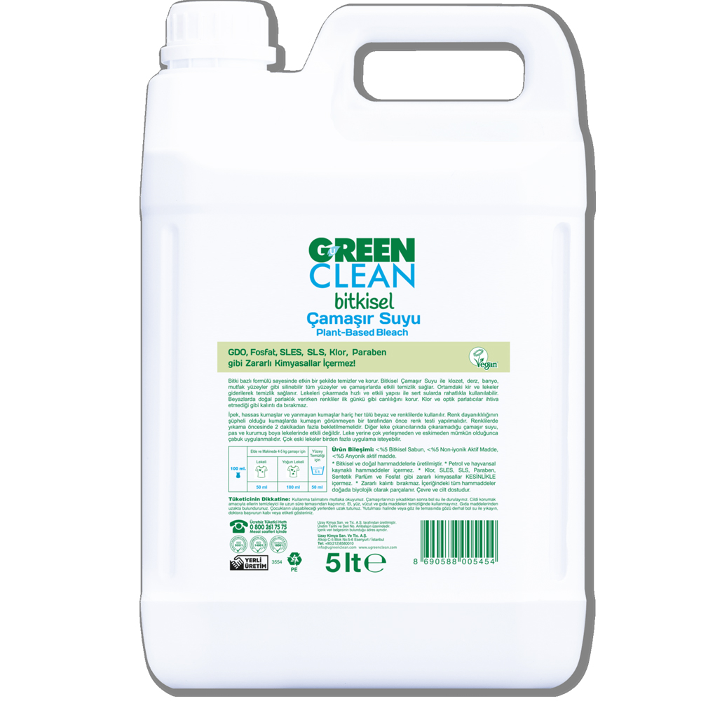 U Green Clean 5 Litre Bitkisel Çamaşır Suyu Bidonu