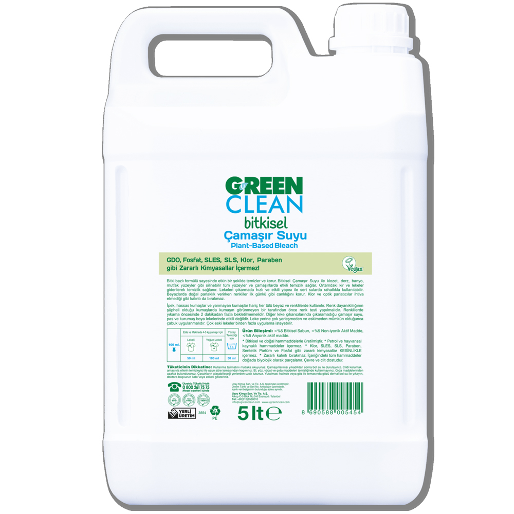 U Green Clean 5 Litre Bitkisel Çamaşır Suyu Bidonu
