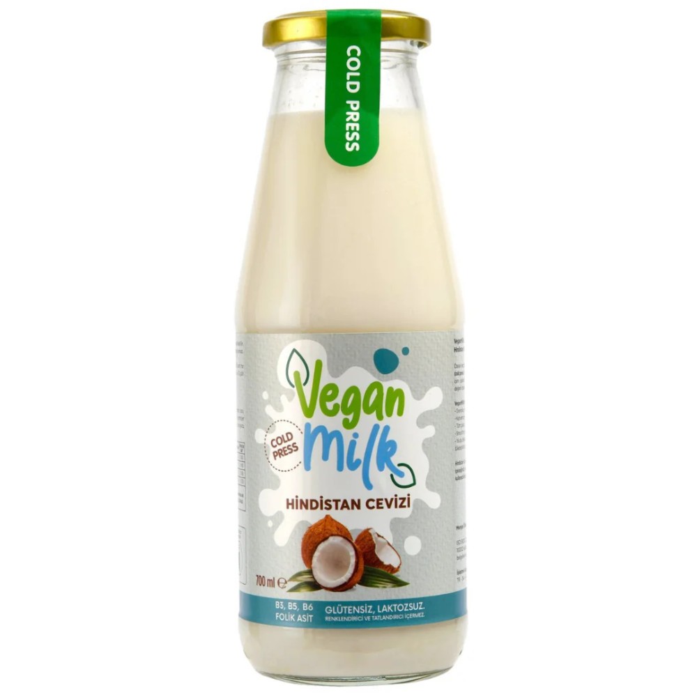 Vegan Milk 700 ML Hindistan Cevizi Sütü Cam Şişe - Soğuk Sıkım Bitkisel Süt