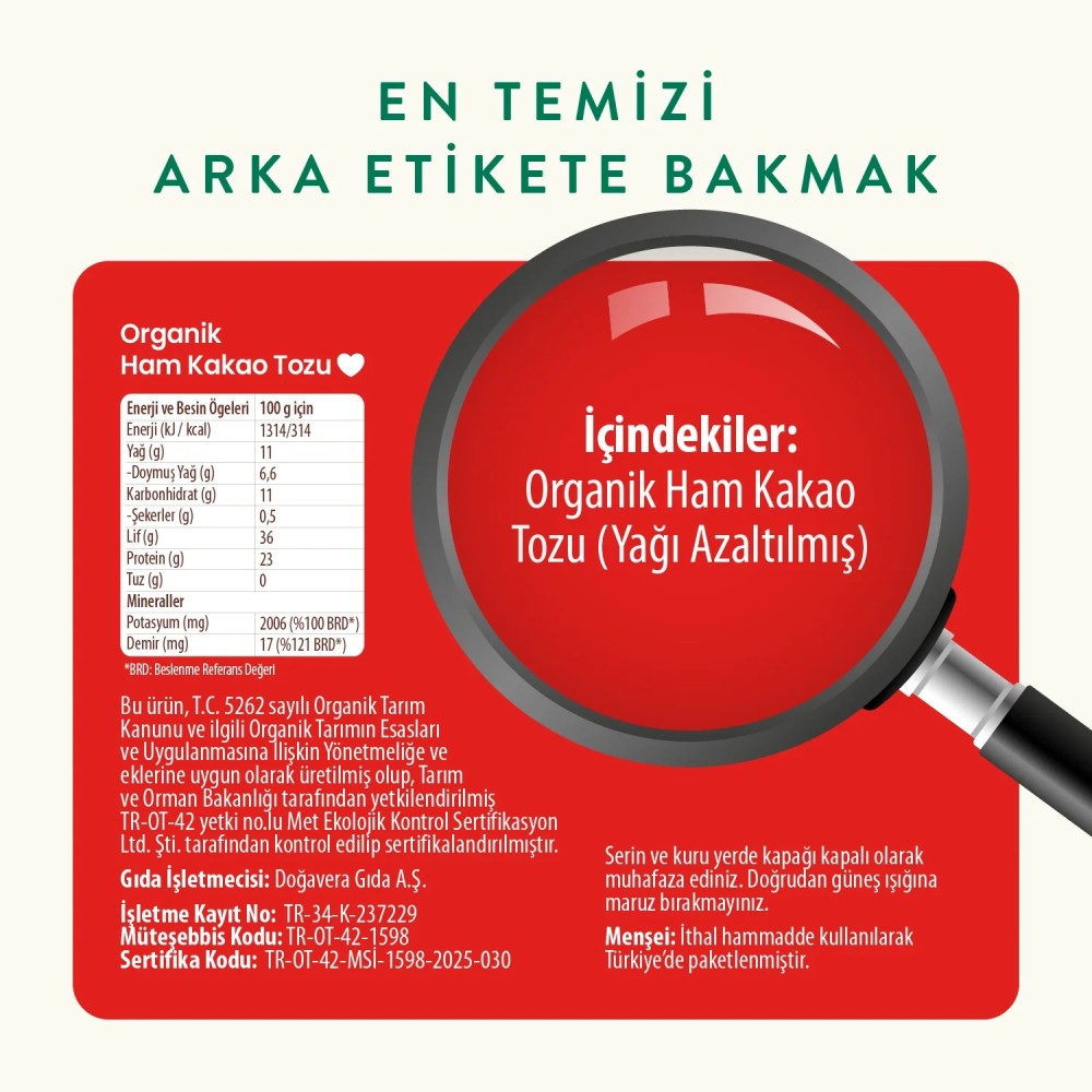 Wefood Organik Ham Kakao Tozu 140 gr – Peru kökenli, sertifikalı, katkısız