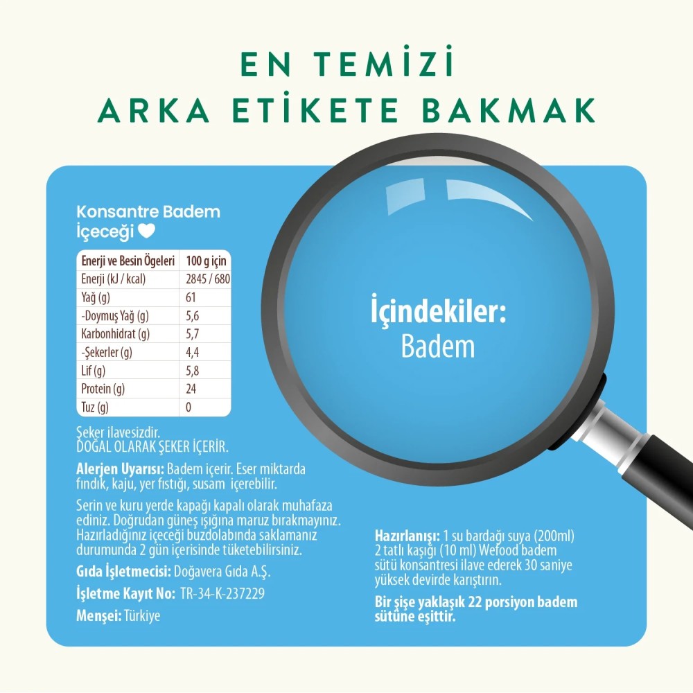 Nisa Organik Wefood Badem Sütü Konsantresi 240gr Cam Şişe