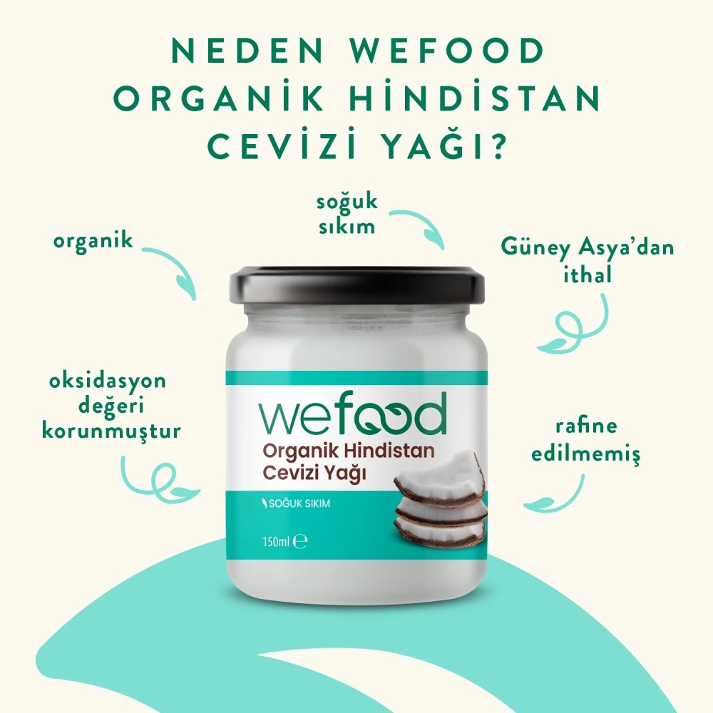 Nisa Organik Wefood Organik Hindistan Cevizi Yağı 150ml Cam Kavanoz