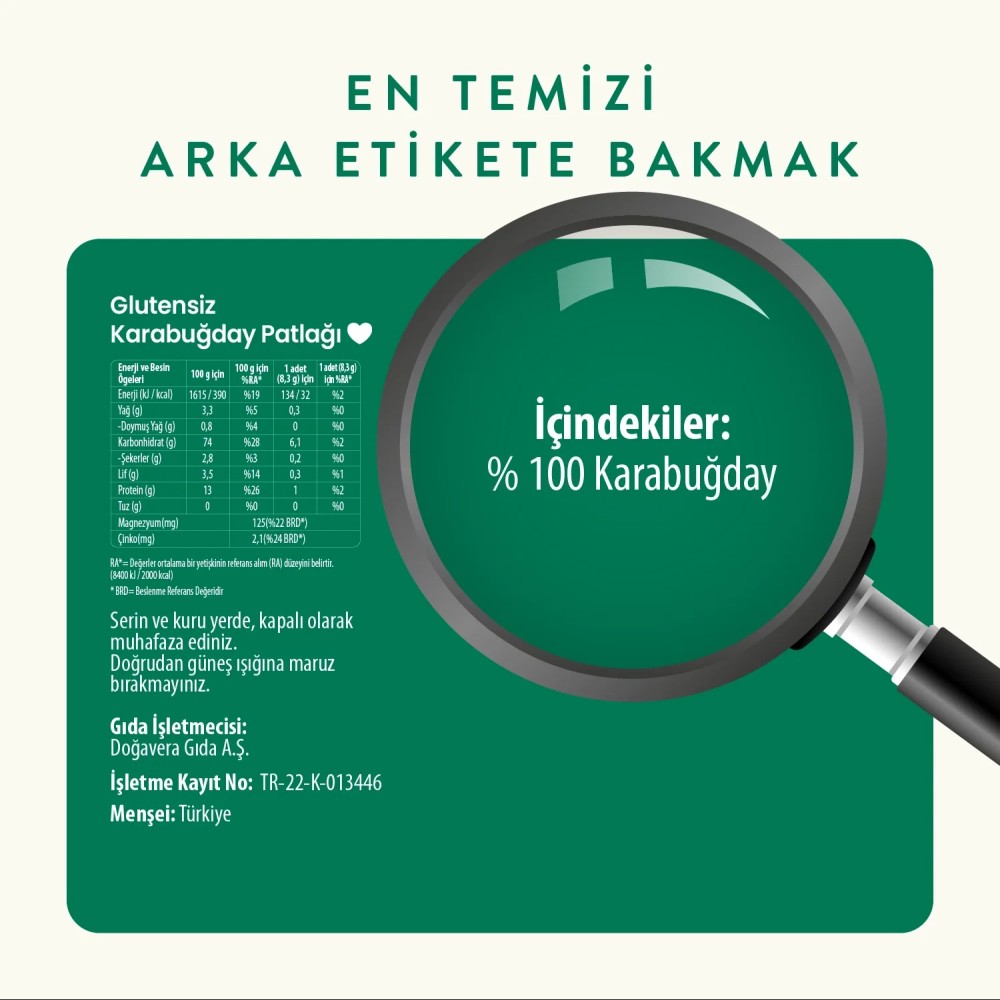 Nisa Organik Wefood Karabuğday Patlağı 100gr Şekersiz ve Tuzsuz Paket
