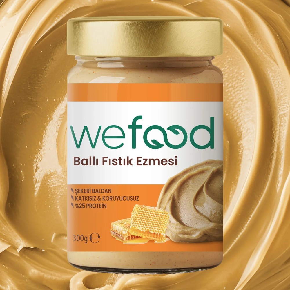 Wefood 300 GR Şekersiz Ham Ballı Fıstık Ezmesi Kavanozu