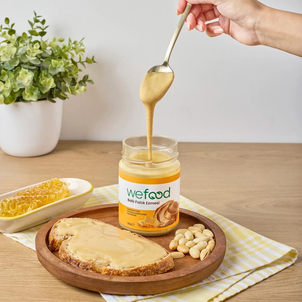 Wefood 300 GR Şekersiz Ham Ballı Fıstık Ezmesi Kavanozu