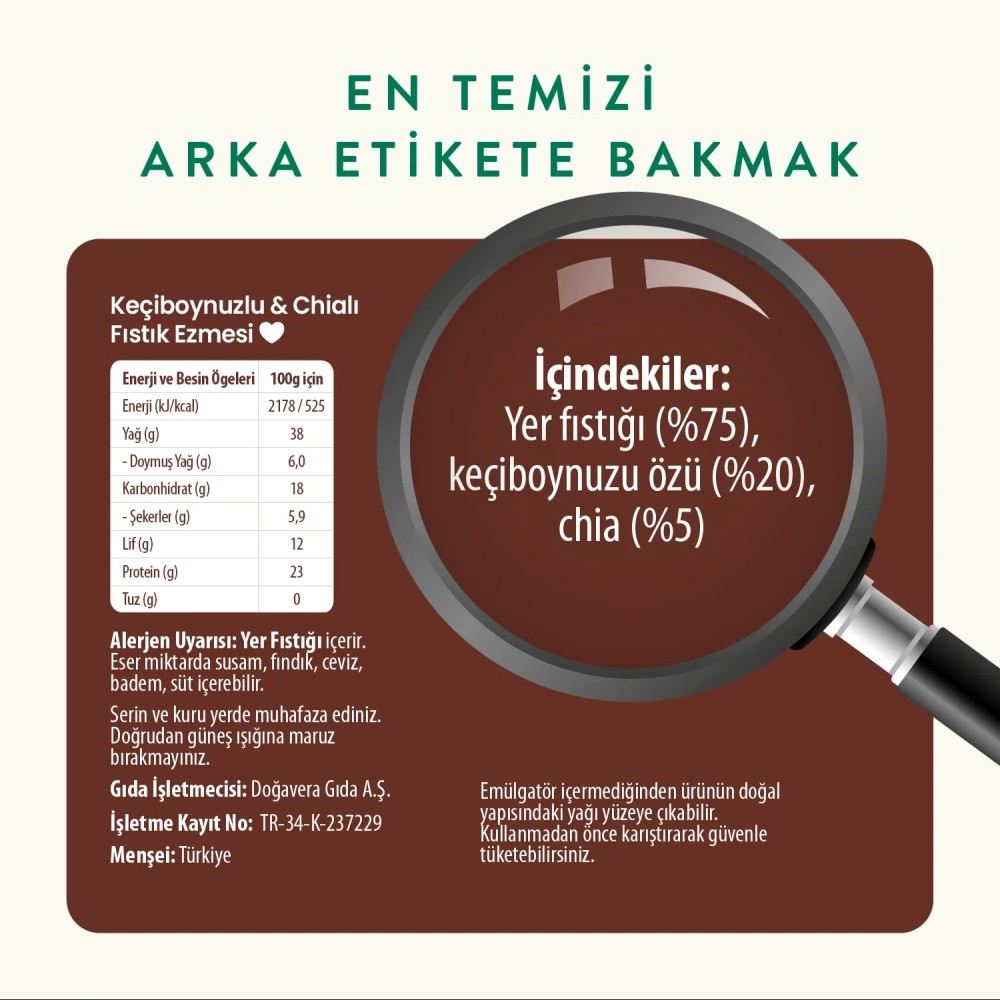 Nisa Organik Wefood Keçiboynuzlu Chialı Fıstık Ezmesi 300gr Kavanoz