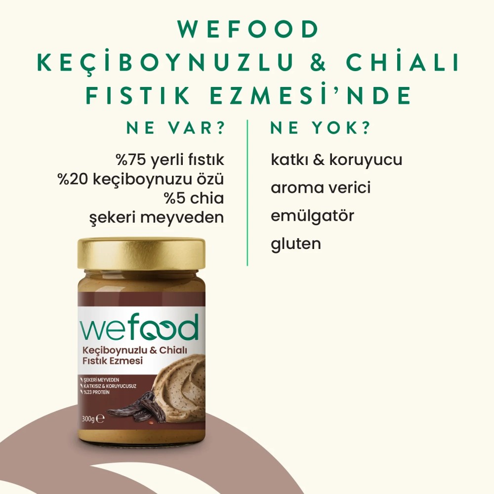 Nisa Organik Wefood Keçiboynuzlu Chialı Fıstık Ezmesi 300gr Kavanoz