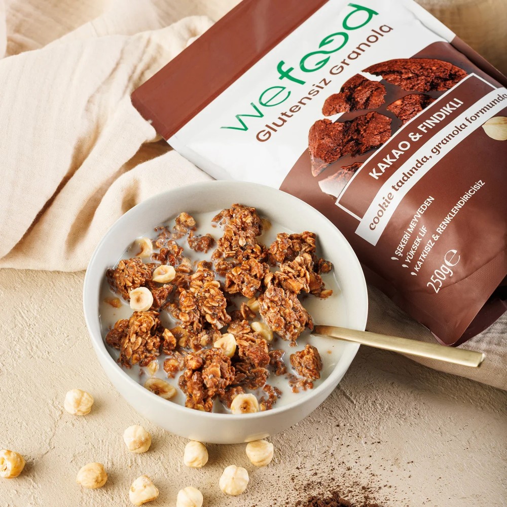 Nisa Organik Wefood Glutensiz Granola Kakao ve Fındıklı 250gr Paket