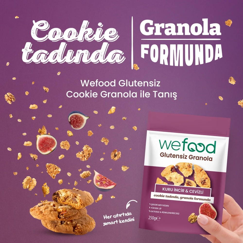 Nisa Organik Wefood Glutensiz Granola Kuru İncir ve Cevizli 250gr Paket