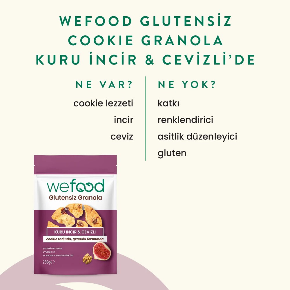 Nisa Organik Wefood Glutensiz Granola Kuru İncir ve Cevizli 250gr Paket