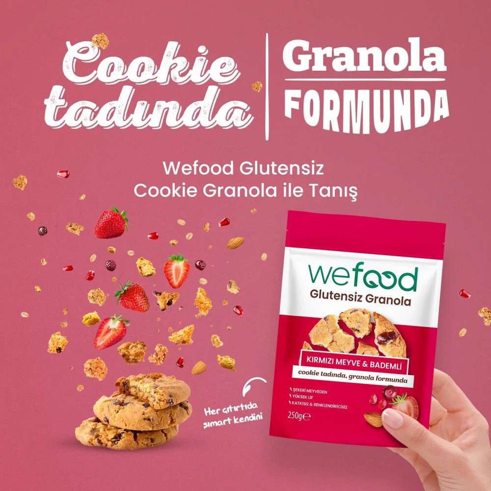 Nisa Organik Wefood Glutensiz Granola Kırmızı Meyve ve Bademli 250gr Paket